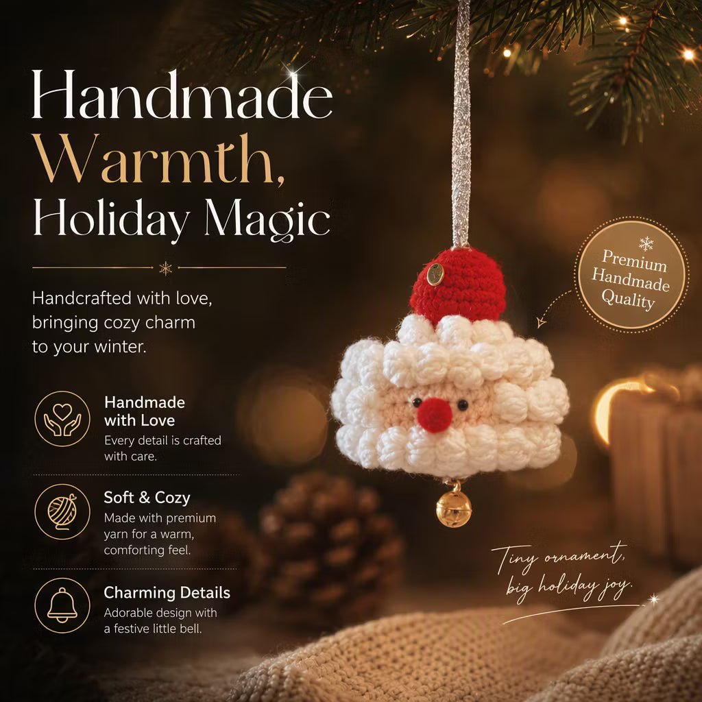 Handmade Crocheted Santa Claus Hanging Ornament Car Charm