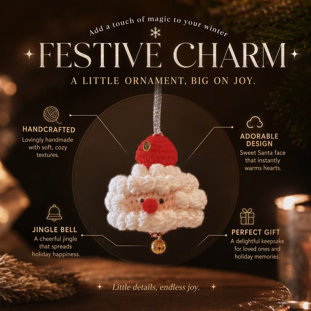 Handmade Crocheted Santa Claus Hanging Ornament Car Charm