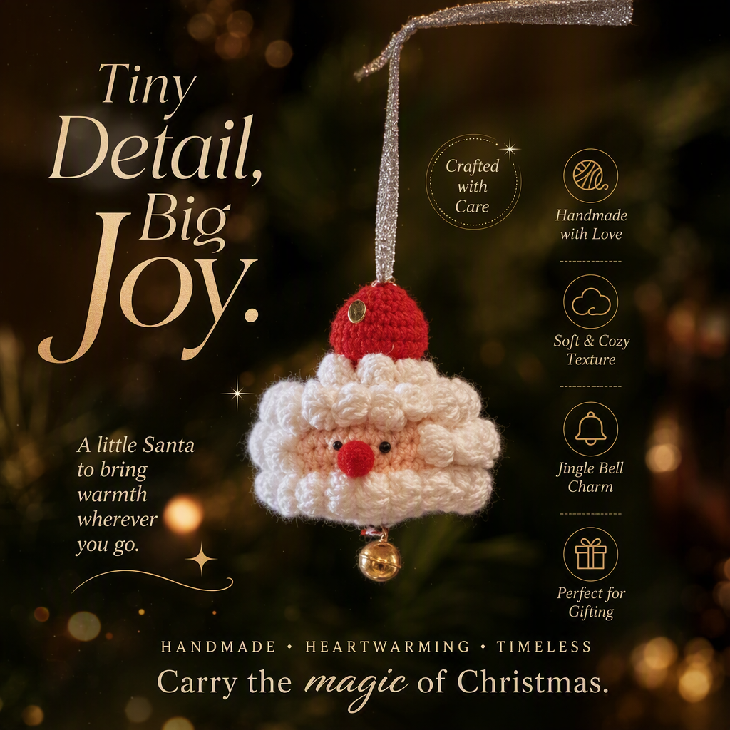 Handmade Crocheted Santa Claus Hanging Ornament Car Charm