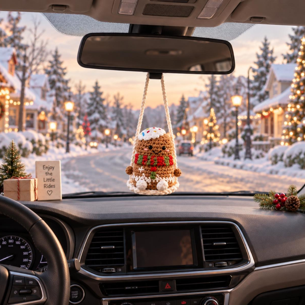 Crochet Christmas Car Ornament of Snowman Santa Penguin Grin Crochet car hanging