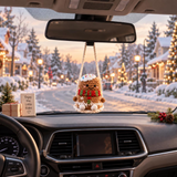 Crochet Christmas Car Ornament of Snowman Santa Penguin Grin Crochet car hanging