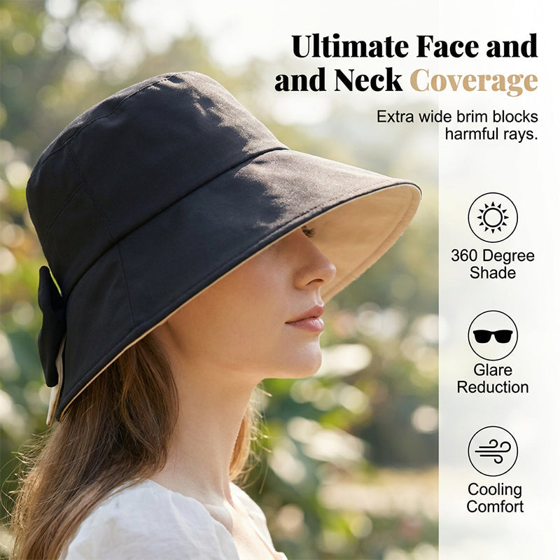 👒 Знижка 50% (обмежена пропозиція)! ✨ Жіночий капелюх від сонця з широкими крисами та бантом — складаний, захист на 360° 🎀