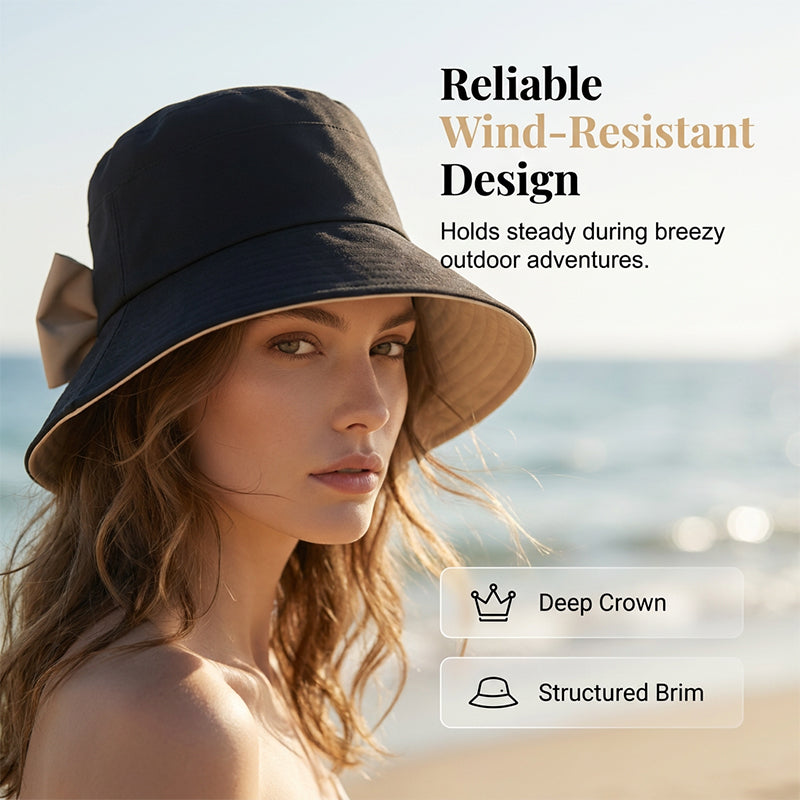 👒 Знижка 50% (обмежена пропозиція)! ✨ Жіночий капелюх від сонця з широкими крисами та бантом — складаний, захист на 360° 🎀