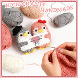 Couple Wool Doll Gray Pink Wool Knitted Penguin Bow Hug Doll