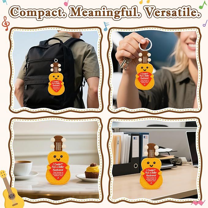 Yarn Knitted Guitar Doll Yellow Thread Cluster Music Instrument Ornament Positive Energy Pure Hand Crocheted Guitar Doll