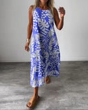 Vestido Sin Mangas Con Cuello En V Y Estampado De Moda Para Mujer