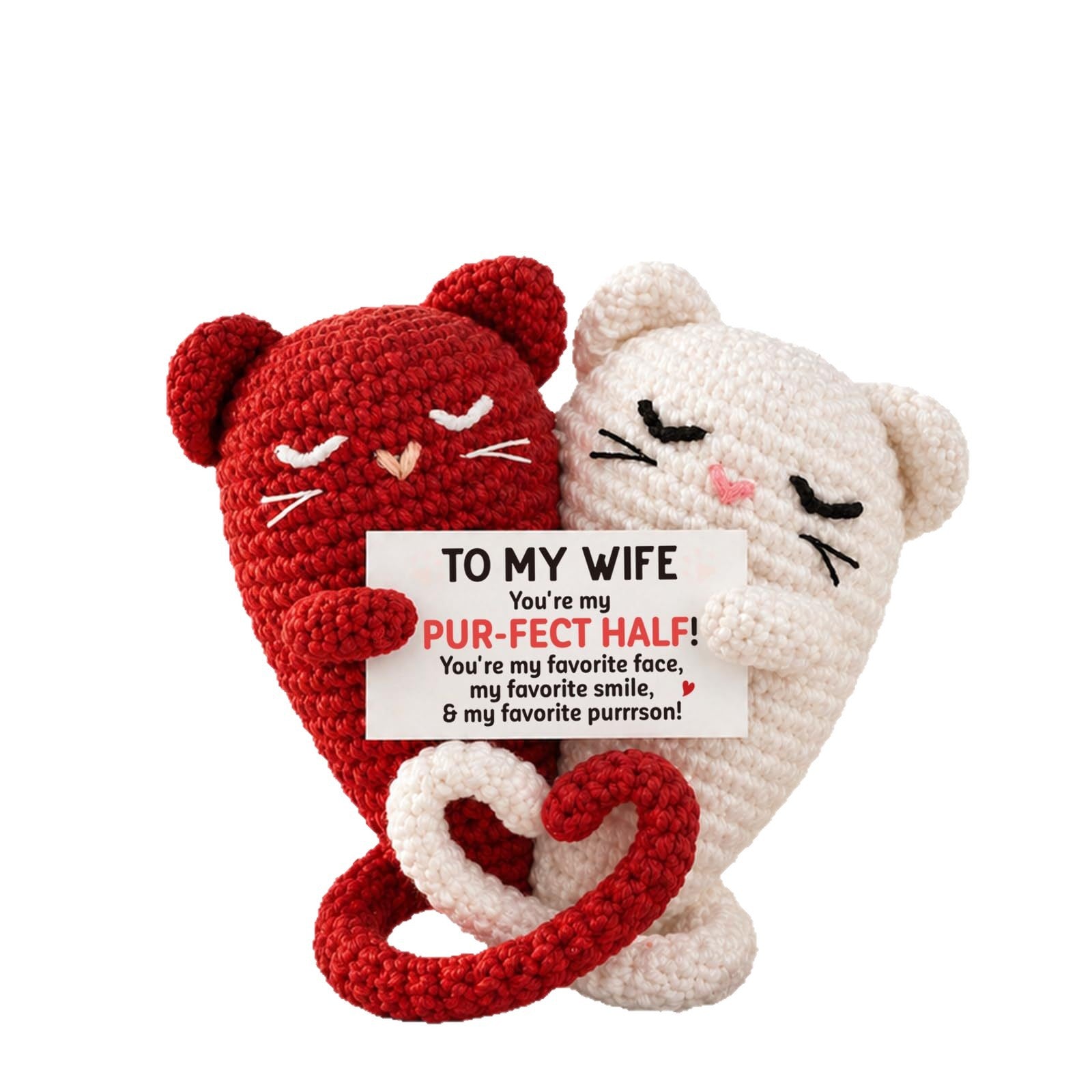 Couple Crochet Doll Handmade Wool Crochet Cat Tail Love Emotion Doll Crochet Couple Cat Doll