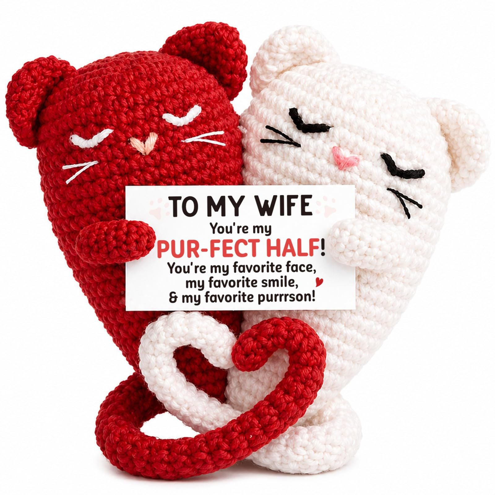 Couple Crochet Doll Handmade Wool Crochet Cat Tail Love Emotion Doll Crochet Couple Cat Doll