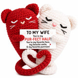 Couple Crochet Doll Handmade Wool Crochet Cat Tail Love Emotion Doll Crochet Couple Cat Doll