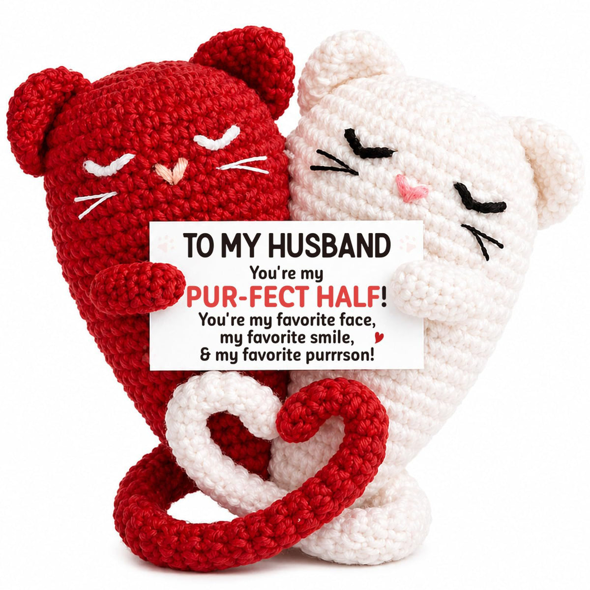 Couple Crochet Doll Handmade Wool Crochet Cat Tail Love Emotion Doll Crochet Couple Cat Doll