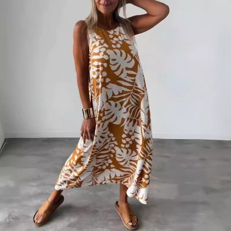 Vestido Sin Mangas Con Cuello En V Y Estampado De Moda Para Mujer Main image
