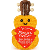 Yarn Knitted Guitar Doll Yellow Thread Cluster Music Instrument Ornament Positive Energy Pure Hand Crocheted Guitar Doll