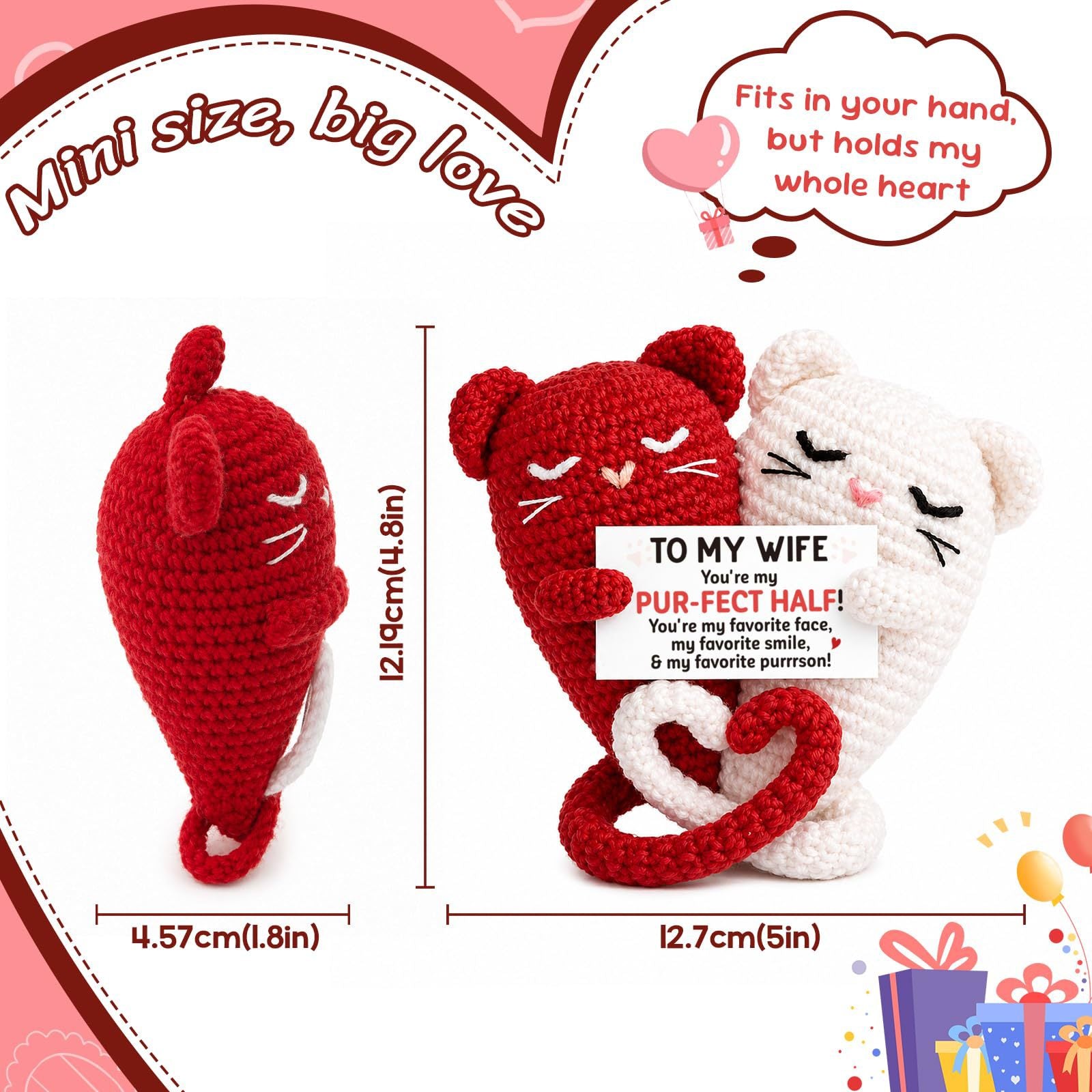 Couple Crochet Doll Handmade Wool Crochet Cat Tail Love Emotion Doll Crochet Couple Cat Doll