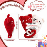 Couple Crochet Doll Handmade Wool Crochet Cat Tail Love Emotion Doll Crochet Couple Cat Doll