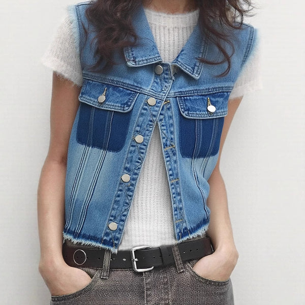 Chaleco Vaquero Para Mujer, Chaqueta Holgada Corta Sin Mangas