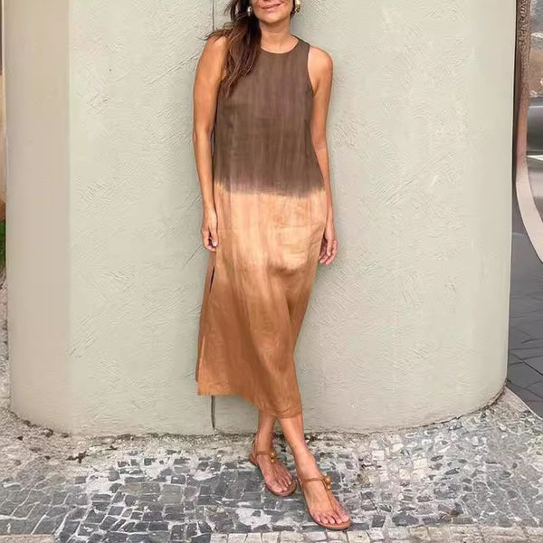 Vestido De Verano Informal De Algodón Y Lino Sin Mangas Sanlitun Con Cambio Gradual