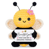 Bee Doll Wool Crocheted Black Tentacles Pink Flower Smiling Shy Cartoon Doll Flower Bee Doll