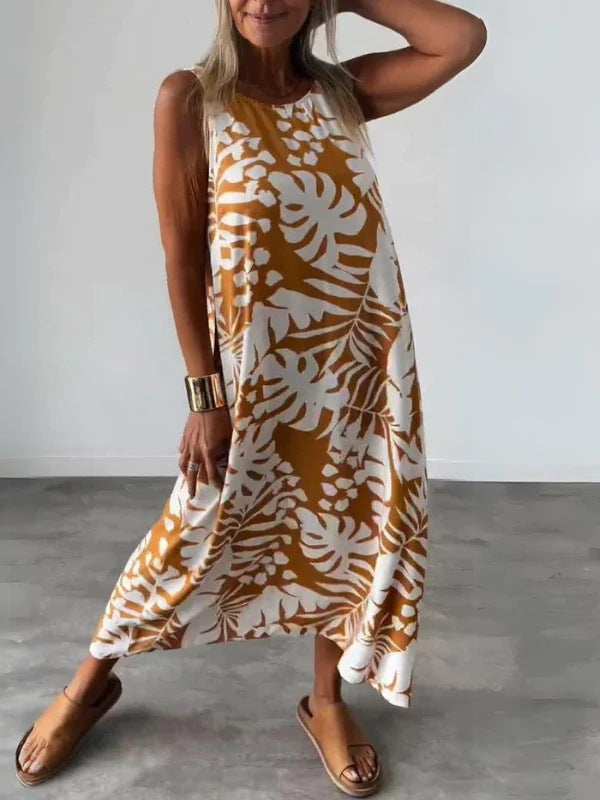 Vestido Sin Mangas Con Cuello En V Y Estampado De Moda Para Mujer