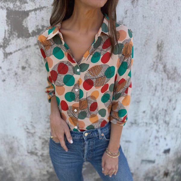 Camisa top de chiffon con estampado 2025