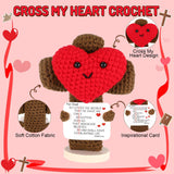 Crocheted Cross Doll Red Love Yarn Knitted Brown Cross Blessing Doll Love Cross Doll