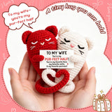 Couple Crochet Doll Handmade Wool Crochet Cat Tail Love Emotion Doll Crochet Couple Cat Doll