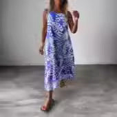 Vestido Sin Mangas Con Cuello En V Y Estampado De Moda Para Mujer