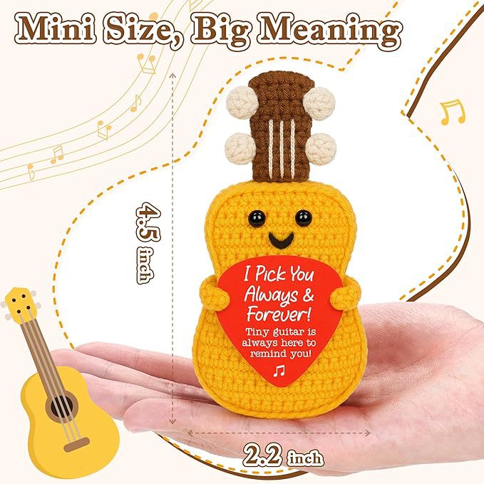 Yarn Knitted Guitar Doll Yellow Thread Cluster Music Instrument Ornament Positive Energy Pure Hand Crocheted Guitar Doll