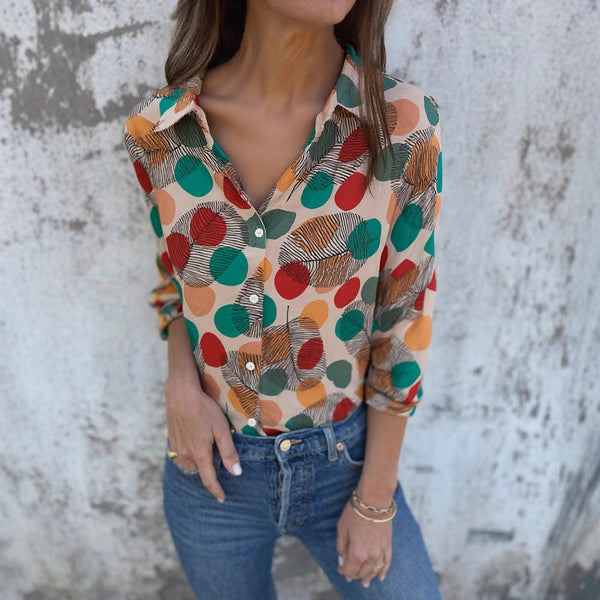 Camisa top de chiffon con estampado 2025