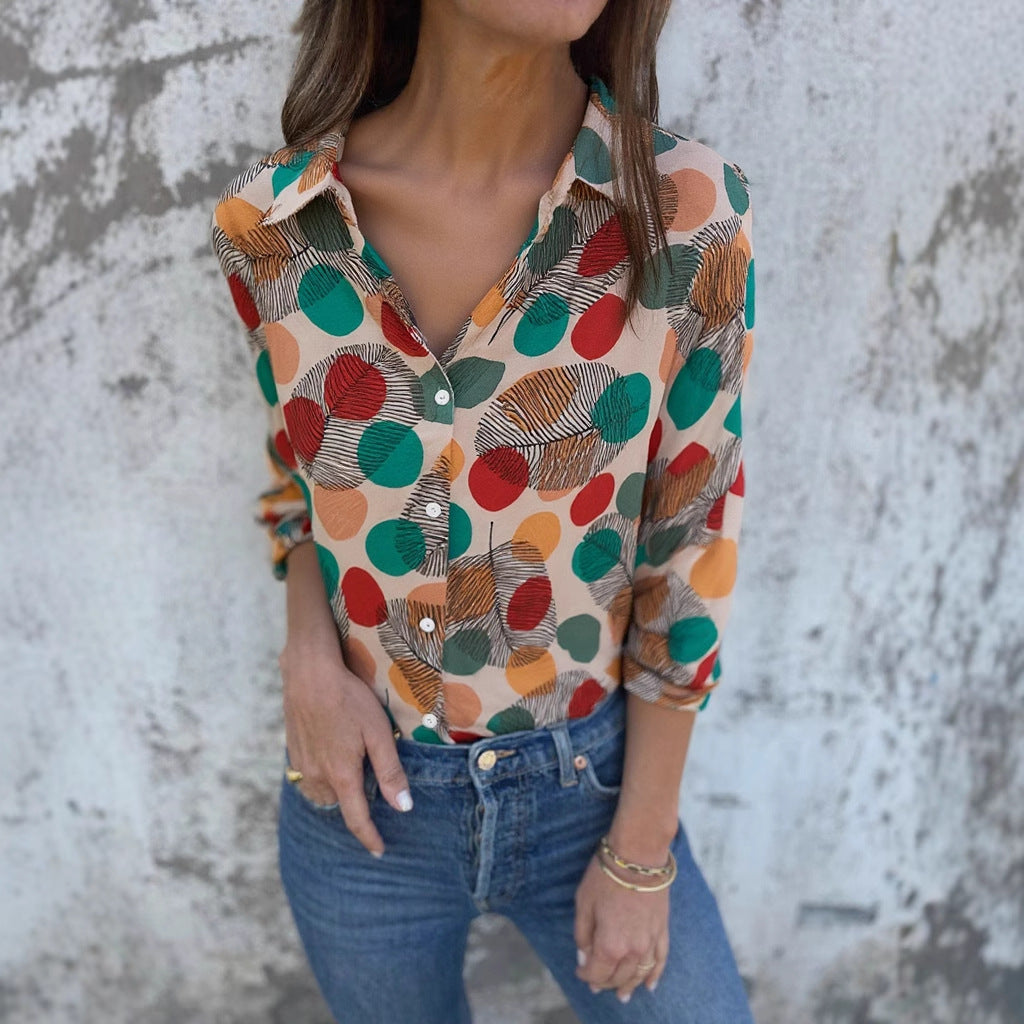 Camisa top de chiffon con estampado 2025