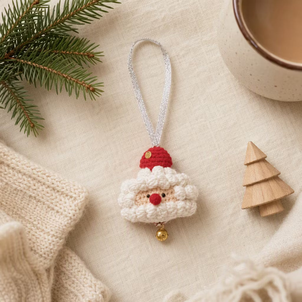 Handmade Crocheted Santa Claus Hanging Ornament Car Charm