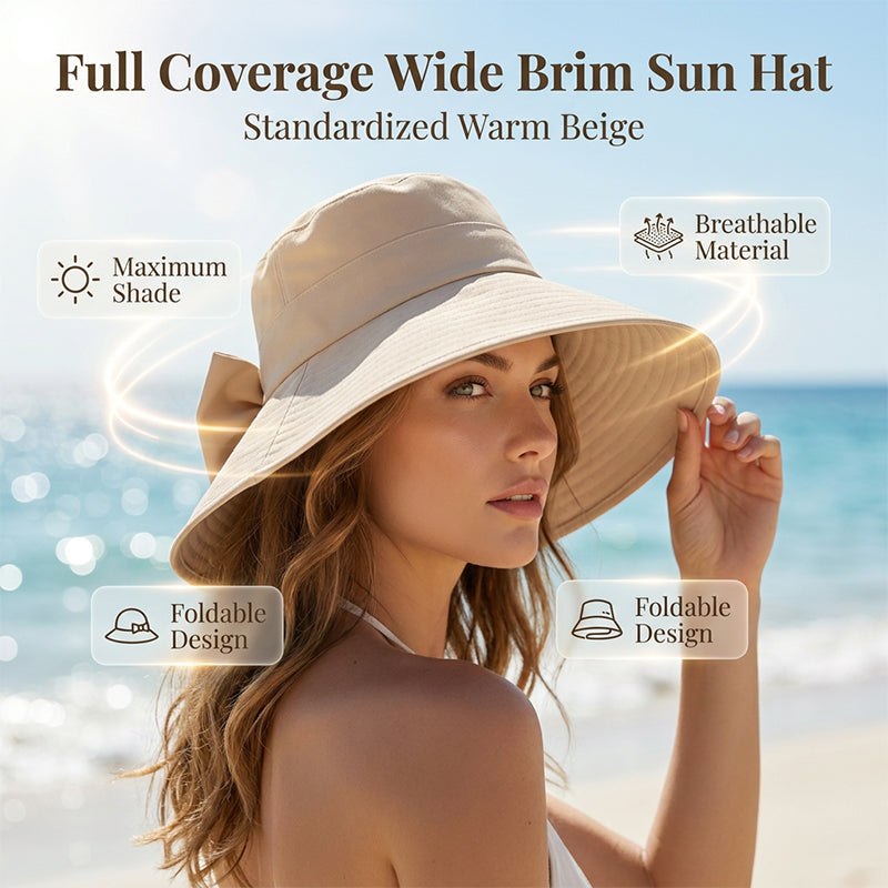 👒 Знижка 50% (обмежена пропозиція)! ✨ Жіночий капелюх від сонця з широкими крисами та бантом — складаний, захист на 360° 🎀