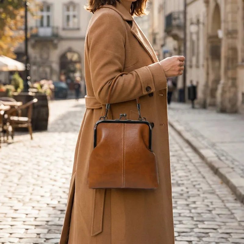 👜 Знижка 50% (обмежена пропозиція)! ✨ Сумка через плече із застібкою-поцілунком — вінтажний стиль, верхня ручка, два варіанти носіння 💼