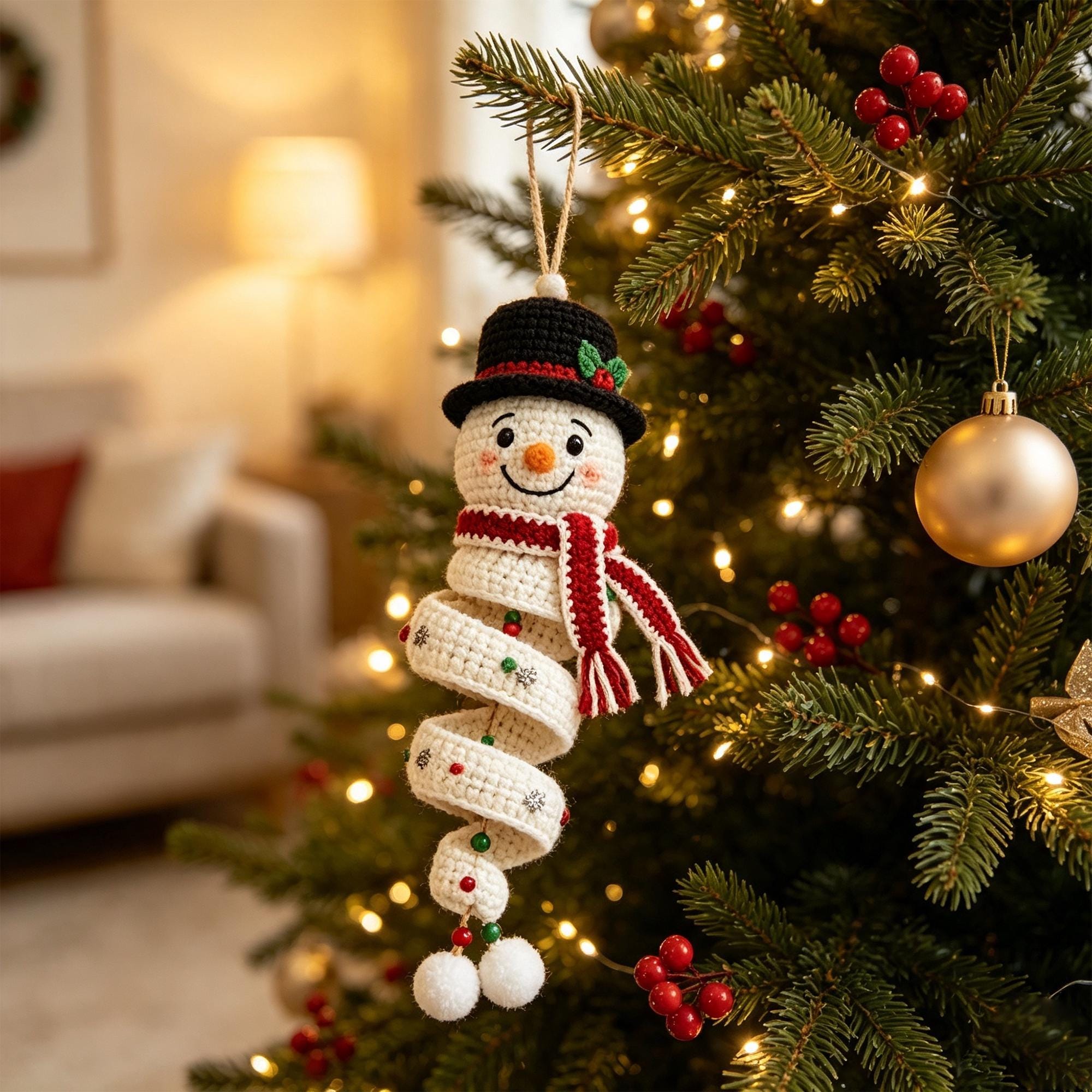 Crochet Christmas Spiral Wind Chime Ornament DIY Kit |Santa,Snowman,Xmas Tree,Elf Handmade Crochet Supplies,Beginner Friendly Craft Kit Gift