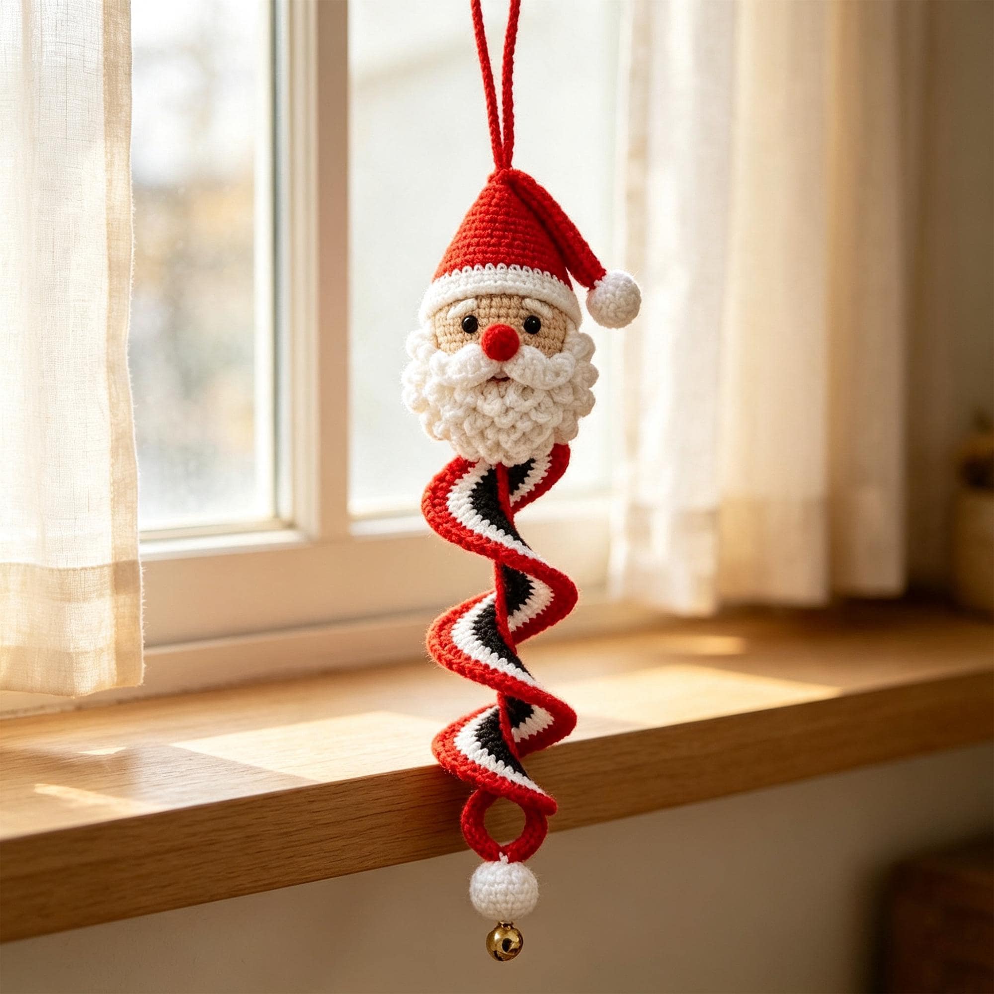 Crochet Christmas Spiral Wind Chime Ornament DIY Kit |Santa,Snowman,Xmas Tree,Elf Handmade Crochet Supplies,Beginner Friendly Craft Kit Gift