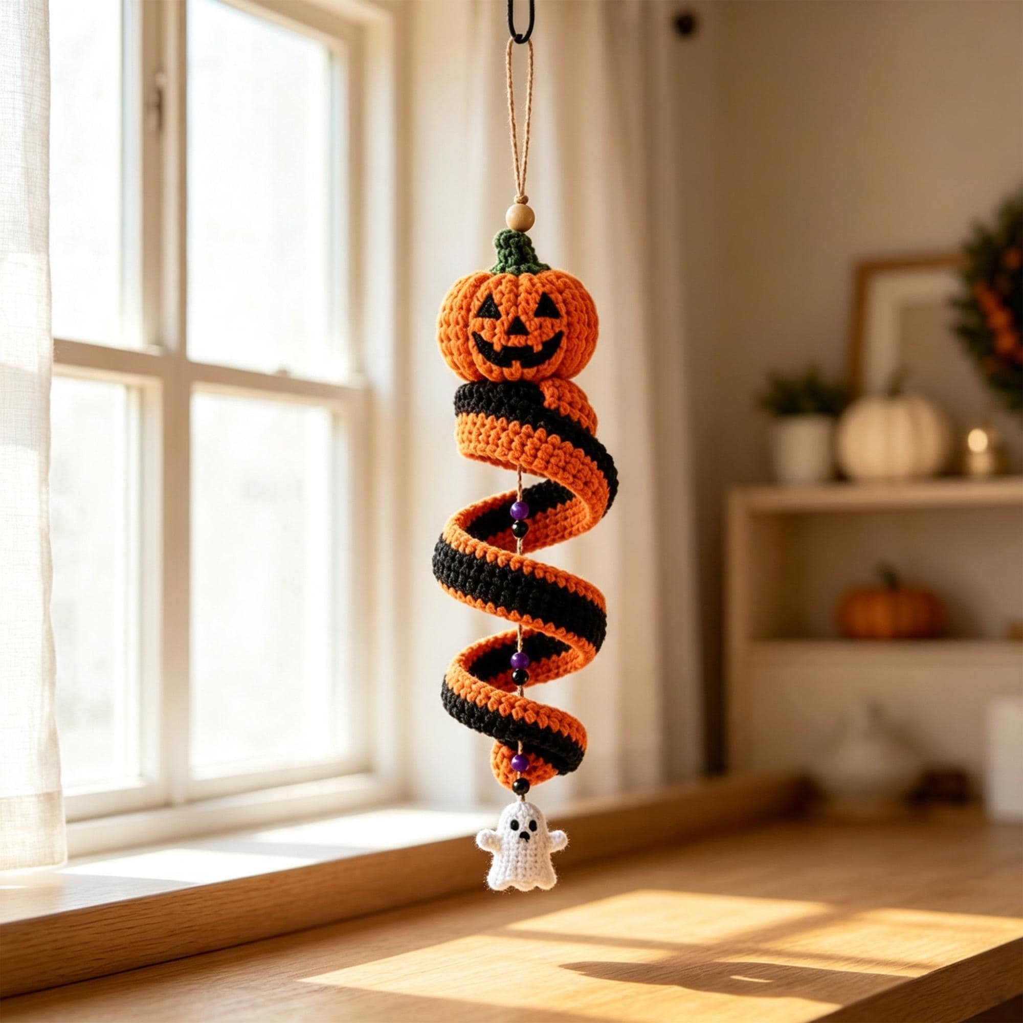 Crochet Christmas Spiral Wind Chime Ornament DIY Kit |Santa,Snowman,Xmas Tree,Elf Handmade Crochet Supplies,Beginner Friendly Craft Kit Gift