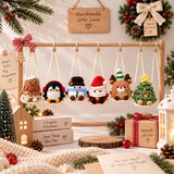 Crochet Christmas Car Ornament of Snowman Santa Penguin Grin Crochet car hanging