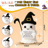 Knitted Magic Pot Doll Halloween Magic Pot Bubble Doll with Black Hat Cute Ghost Doll