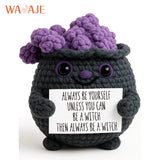 Knitted Magic Pot Doll Halloween Magic Pot Bubble Doll with Black Hat Cute Ghost Doll - WITCH Magic Pot Doll / Finished